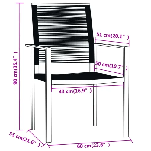 Vrtna garnitura - 5-dijelni vrtni blagovaonski set crni - Dužina stola 80 cm 4 Cijena