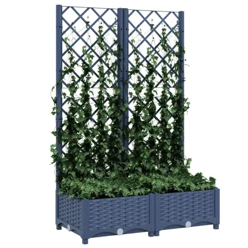 Vrtna žardinjera s rešetkom plavo-siva 80x40x121,5 cm PP - Plavo-siva 80 x 40 x 121,5 cm bez kotača Cijena