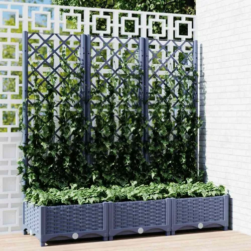 Vrtna sadilica s rešetkom plava siva 120 x 40 x 121,5 cm PP - Plavo-siva 120 x 40 x 121,5 cm bez kotača Cijena