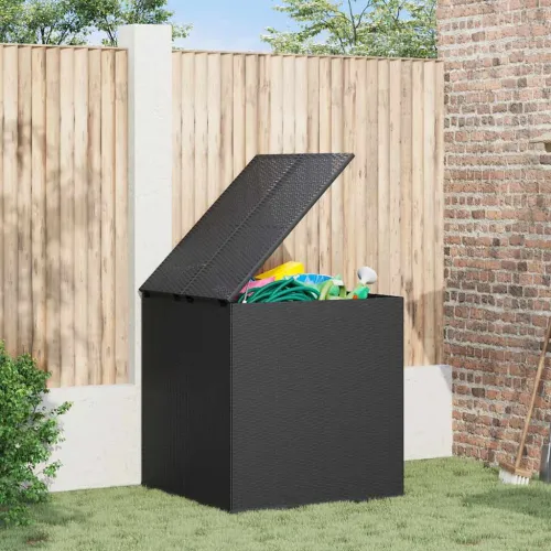 Kutija za vrtne jastuke od PE ratana 100 x 97,5 x 104 cm crna - Crna 100 x 97.5 x 104 cm Crna 100 x 97.5 x 104 cm Cijena