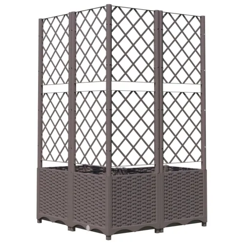 Vrtna sadilica s rešetkom smeđa 80 x 80 x 136 cm PP - Smeđa 80 x 80 x 136 cm bez kotača Cijena