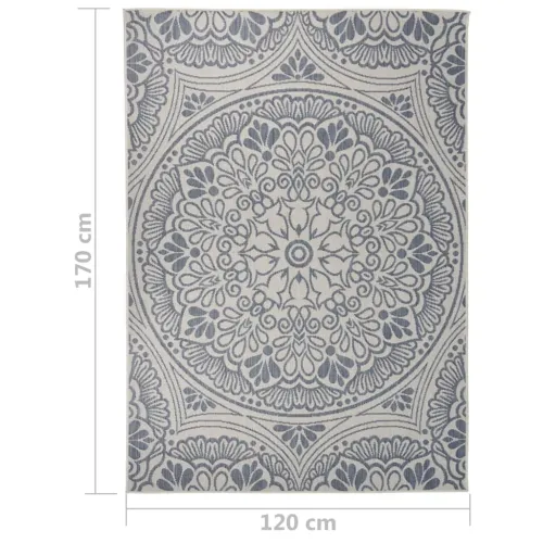 Vanjski tepih ravnog tkanja 120 x 170 cm plavi s uzorkom - Plavi uzorak 120 x 170 cm Cijena