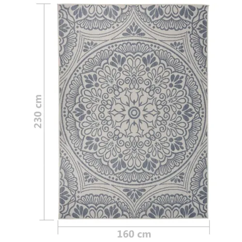 Vanjski tepih ravnog tkanja 160 x 230 cm plavi s uzorkom - Plavi uzorak 160 x 230 cm Cijena