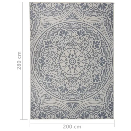 Vanjski tepih ravnog tkanja 200 x 280 cm plavi s uzorkom - Plavi uzorak 200 x 280 cm Cijena