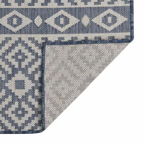 Vanjski tepih ravnog tkanja 100 x 200 cm plave pruge - Plave pruge 100 x 200 cm Cijena