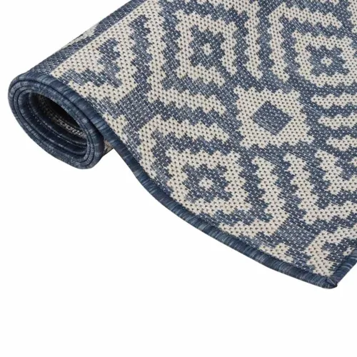 Vanjski tepih ravnog tkanja 120 x 170 cm plave pruge - Plave pruge 120 x 170 cm Cijena