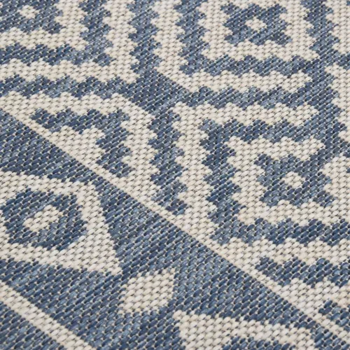 Vanjski tepih ravnog tkanja 160 x 230 cm plave pruge - Plave pruge 160 x 230 cm Cijena
