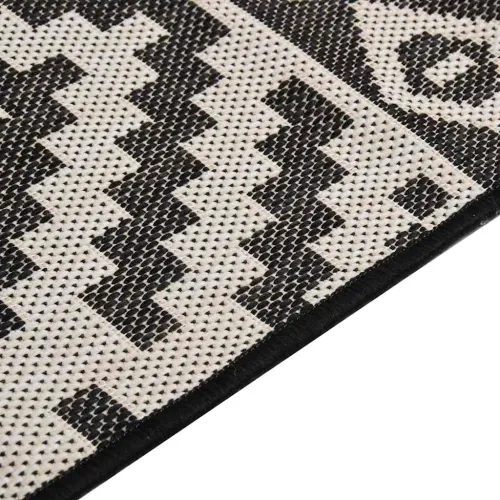 Vanjski tepih ravnog tkanja 100 x 200 cm crne pruge - Crne pruge 100 x 200 cm Cijena