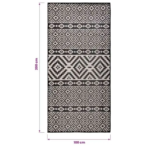 Vanjski tepih ravnog tkanja 100 x 200 cm crne pruge - Crne pruge 100 x 200 cm Cijena