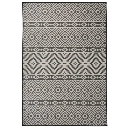 Vanjski tepih ravnog tkanja 160 x 230 cm crne pruge - Crne pruge 160 x 230 cm Cijena