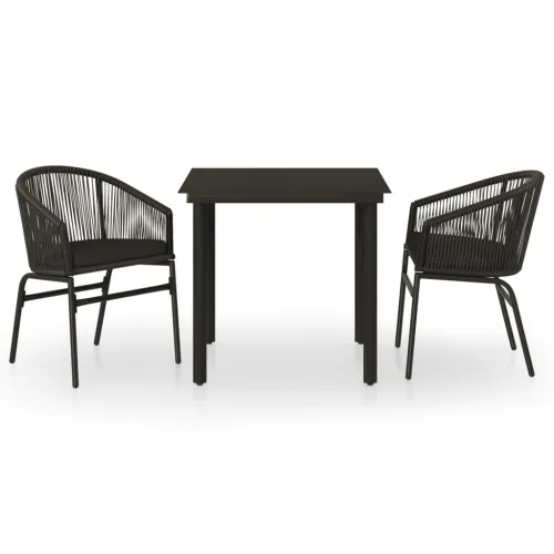 Vrtna garnitura - 3-dijelni vrtni blagovaonski set crni - Crna Dužina stola 80 cm 2 Cijena