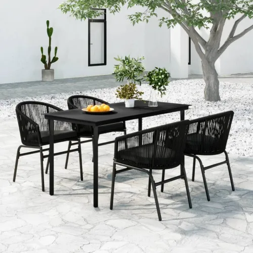 Vrtna garnitura - 5-dijelni vrtni blagovaonski set crni - Crna Dužina stola 140 cm 4 Cijena