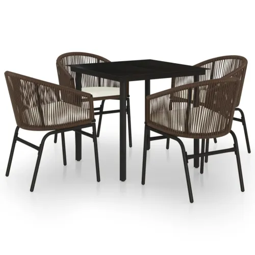 Vrtna garnitura - 5-dijelni vrtni blagovaonski set smeđi - Smeđa Dužina stola 80 cm 4 Cijena