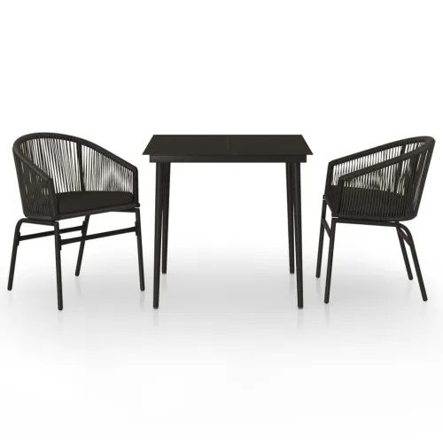 Vrtna garnitura - 3-dijelni vrtni blagovaonski set crni - Crna Dužina stola 80 cm 2 Cijena