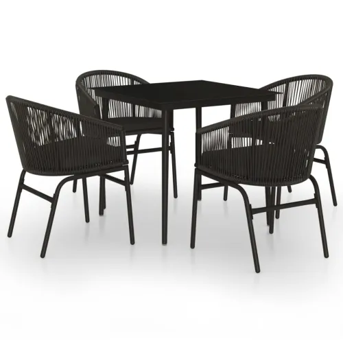 Vrtna garnitura - 5-dijelni vrtni blagovaonski set crni - Crna Dužina stola 80 cm 4 Cijena