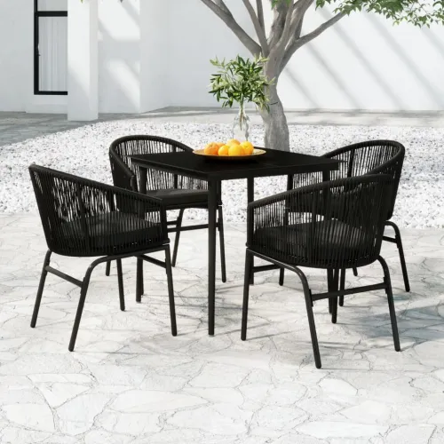 Vrtna garnitura - 5-dijelni vrtni blagovaonski set crni - Crna Dužina stola 80 cm 4 Cijena