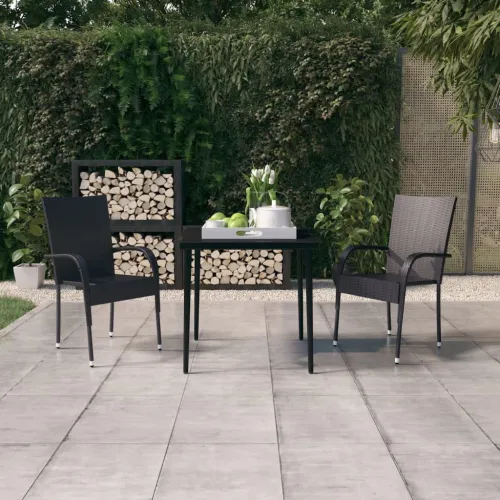 Vrtna garnitura - 3-dijelni vrtni blagovaonski set crni - Crna Dužina stola 80 cm 2 Cijena