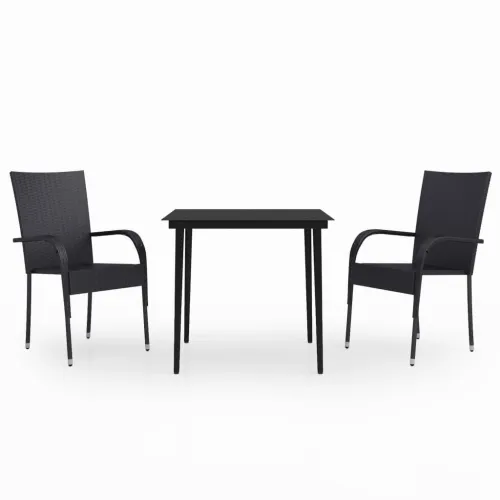 Vrtna garnitura - 3-dijelni vrtni blagovaonski set crni - Crna Dužina stola 80 cm 2 Cijena