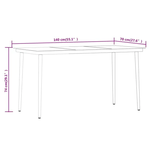 Vrtna garnitura - 7-dijelni vrtni blagovaonski set crni - Crna Dužina stola 140 cm 6 Cijena