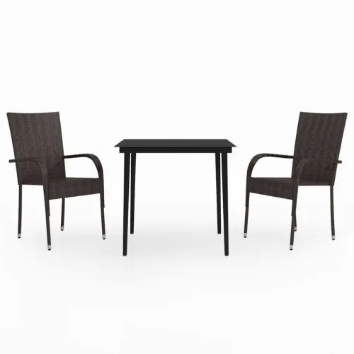 Vrtna garnitura - 3-dijelni vrtni blagovaonski set smeđe-crni - Smeđa i crna Dužina stola 80 cm 2 Cijena