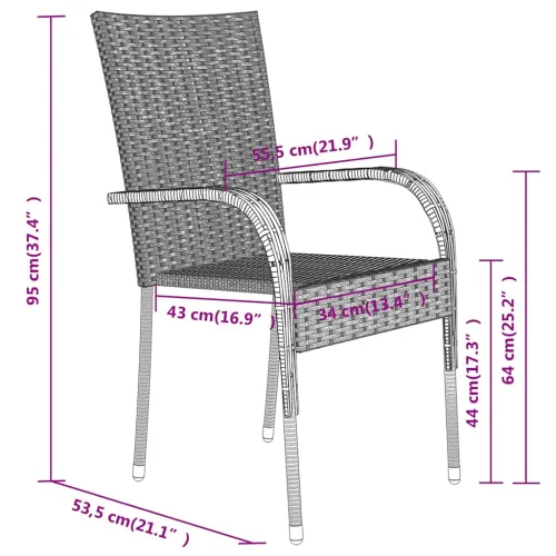 Vrtna garnitura - 5-dijelni vrtni blagovaonski set smeđe-crni - Smeđa i crna Dužina stola 80 cm 4 Cijena