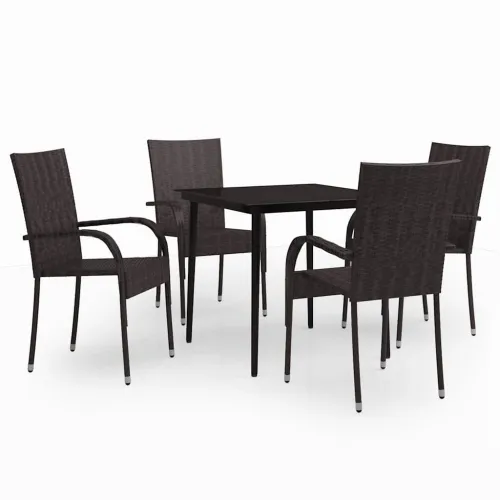 Vrtna garnitura - 5-dijelni vrtni blagovaonski set smeđe-crni - Smeđa i crna Dužina stola 80 cm 4 Cijena