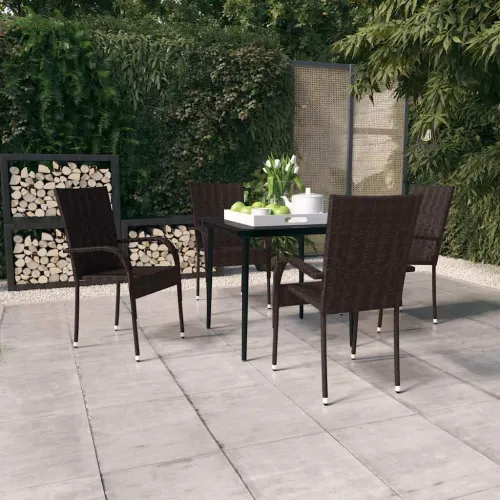 Vrtna garnitura - 5-dijelni vrtni blagovaonski set smeđe-crni - Smeđa i crna Dužina stola 80 cm 4 Cijena
