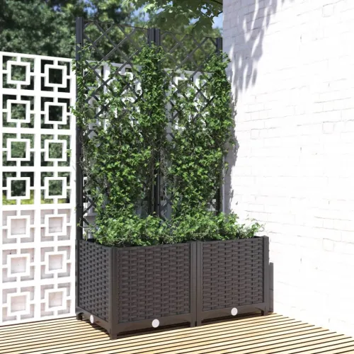 Vrtna žardinjera s rešetkom crna 80x40x136 cm PP - Crna 80 x 40 x 136 cm bez kotača Cijena