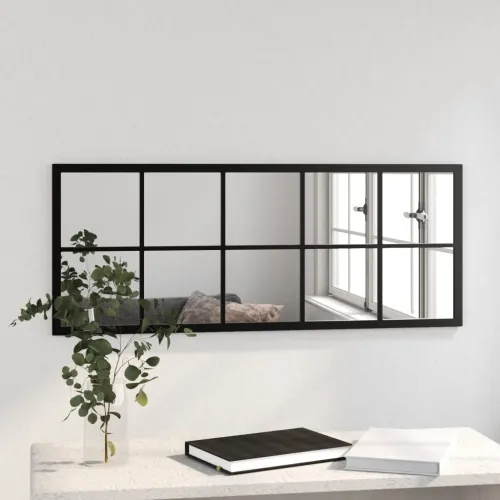 Zidno ogledalo crno 100 x 40 cm metalno Cijena