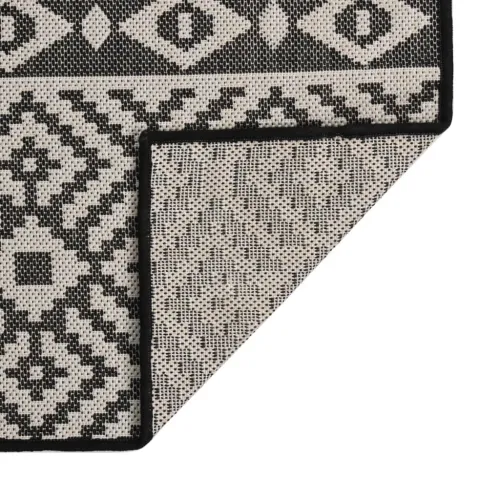 Vanjski tepih ravnog tkanja 200 x 280 cm crne pruge - Crne pruge 200 x 280 cm Cijena