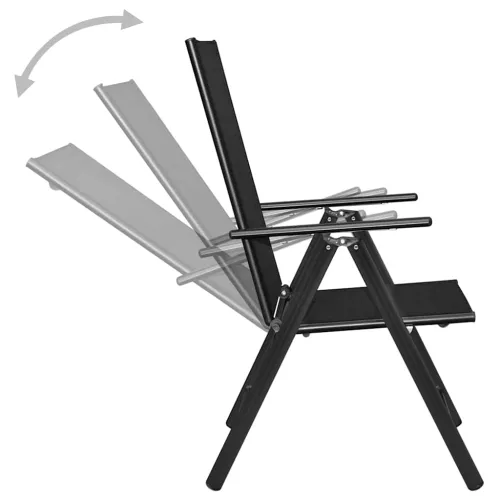 Vrtna garnitura - 5-dijelni vrtni blagovaonski set od aluminija i tekstilena crni - Crna Cijena