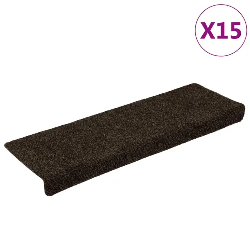 Prostirke za stepenice samoljepljive 15 kom 65x21x4 cm tamnosmeđe pravokutne rubove - Tamno smeđa 15 Cijena