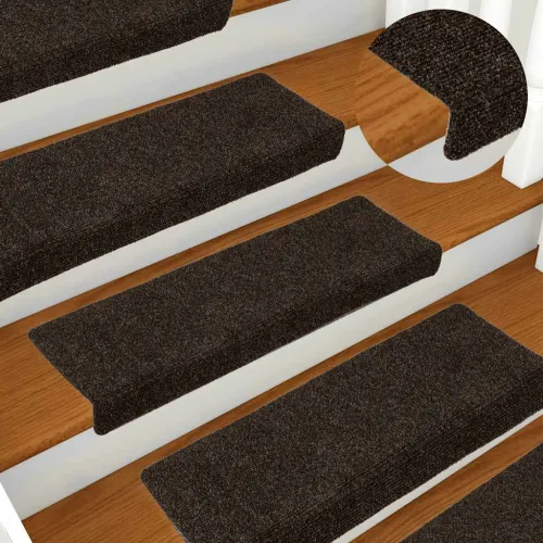 Prostirke za stepenice samoljepljive 15 kom 65x21x4 cm tamnosmeđe pravokutne rubove - Tamno smeđa 15 Cijena
