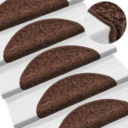 Prostirke za stepenice 10 kom 56x17x3 cm smeđe poluokrugle - Smeđa 56 x 17 x 3 cm 10 Cijena