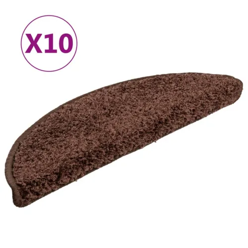 Prostirke za stepenice 10 kom 56x17x3 cm smeđe poluokrugle - Smeđa 56 x 17 x 3 cm 10 Cijena