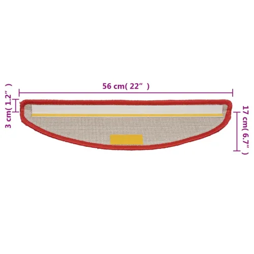 Prostirke za stepenice 10 kom 56x17x3 cm crvene poluokrugle - Crvena 56 x 17 x 3 cm 10 Cijena