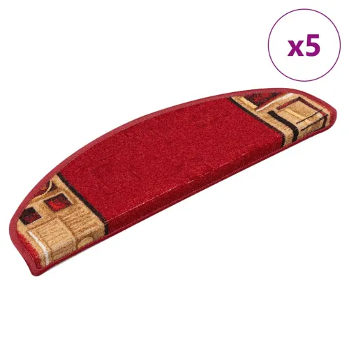 Otirači za stepenice samoljepljivi 5 kom 65x21x4 cm crveni - Crvena 5 Polukružno Cijena