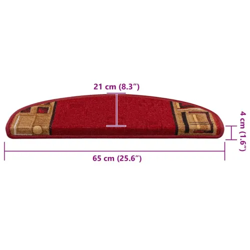 Otirači za stepenice samoljepljivi 5 kom 65x21x4 cm crveni - Crvena 5 Polukružno Cijena