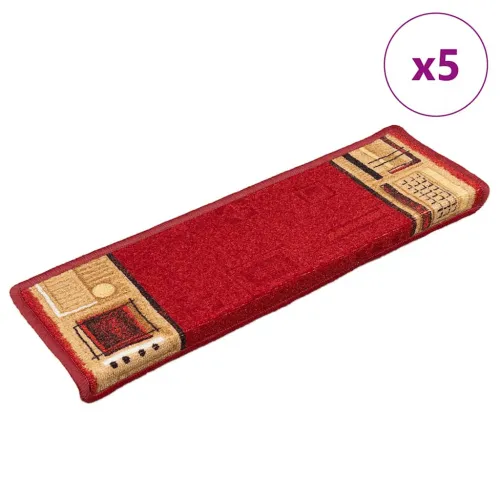 Otirači za stepenice samoljepljivi 5 kom 65x21x4 cm crveni - Crvena 5 Pravokutno Cijena