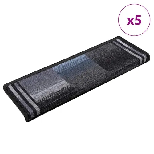 Otirači za stepenice samoljepljivi 5 kom 65x21x4 cm crno-sivi - Crna i siva 5 Pravokutno Cijena