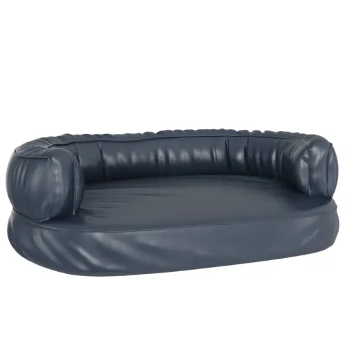 Ergonomski pjenasti krevet za pse modri 75 x 53 cm umjetna koža - Tamno plava 75 x 53 cm Cijena