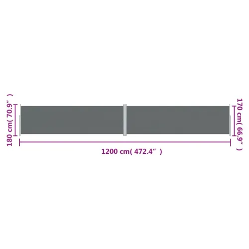Uvlačiva bočna tenda antracit 180 x 1200 cm - Antracit 180 x 1200 cm Cijena