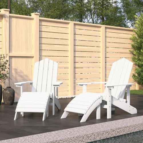 Vrtne stolice Adirondack s osloncima za noge 2 kom HDPE bijele - Bijela 2x fotelja + 2x tabure Cijena