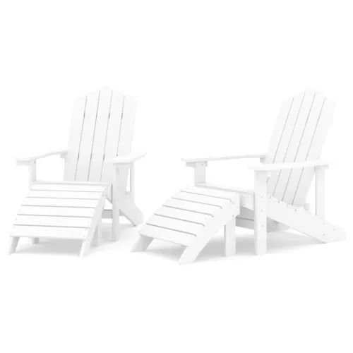 Vrtne stolice Adirondack s osloncima za noge 2 kom HDPE bijele - Bijela 2x fotelja + 2x tabure Cijena