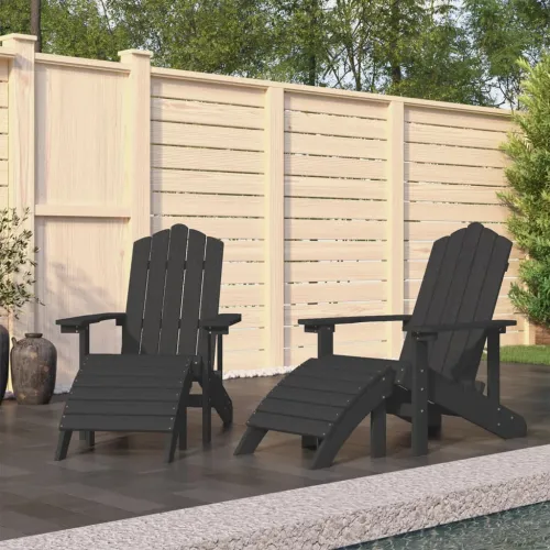 Vrtne stolice Adirondack s osloncem za noge 2 kom HDPE antracit - Antracit 2x fotelja + 2x tabure Cijena