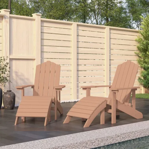 Vrtne stolice Adirondack s osloncima za noge 2 kom HDPE smeđe - Smeđa 2x fotelja + 2x tabure Cijena