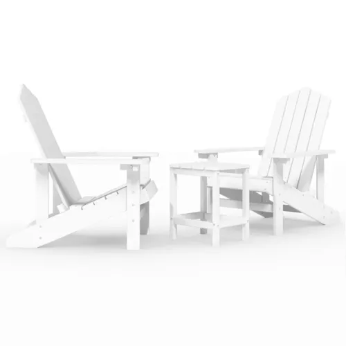 Vrtne stolice Adirondack sa stolićem HDPE bijele - Bijela 2 x fotelja + stol Cijena