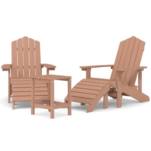 Vrtne stolice Adirondack s osloncem za noge i stolom HDPE smeđe - Smeđa 2x fotelja + 2x tabure + stol Cijena