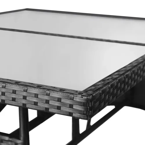Vrtna garnitura - 5-dijelni vrtni blagovaonski set od poliratana crni - Crna Dužina stola 140 cm Cijena