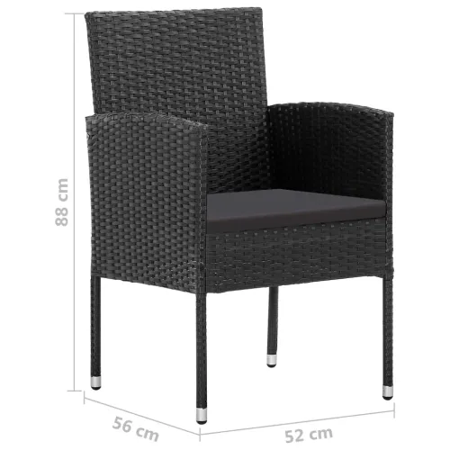 Vrtna garnitura - 5-dijelni vrtni blagovaonski set od poliratana crni - Crna Dužina stola 140 cm Cijena